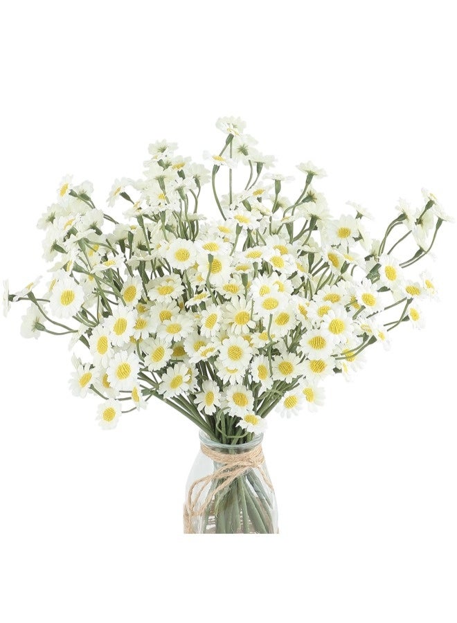 ShebSheb 6Pcs Ivory Small Artificial Flowers Faux Silk Daisies Fake Wildflowers with Stems for DIY White Wedding Bouquets Floral Arrangements Party Decor Centerpieces Decorations (Vase Not Included) - Image 2